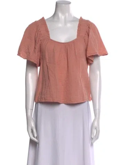 Pre-owned Xirena Square Neckline Short Sleeve Crop Top In Neutral