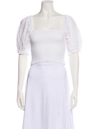 Pre-owned Xirena Square Neckline Short Sleeve Crop Top In White