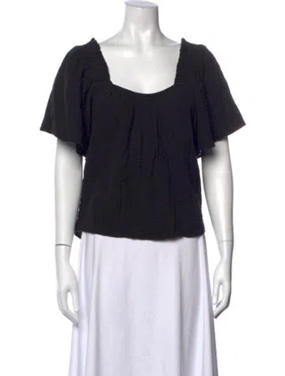 Pre-owned Xirena Square Neckline Short Sleeve Top In Blue