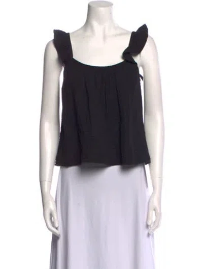 Pre-owned Xirena Square Neckline Sleeveless Crop Top In Black