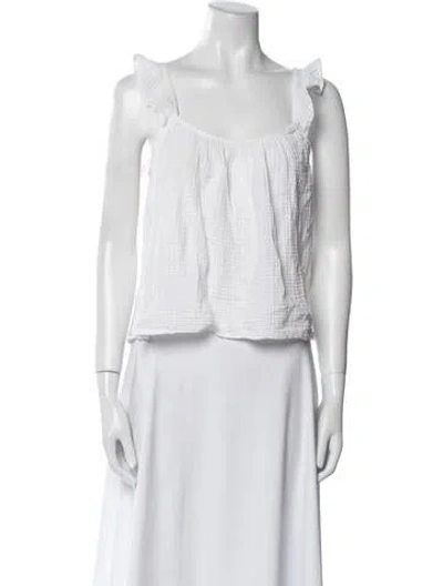 Pre-owned Xirena Square Neckline Sleeveless Crop Top In White