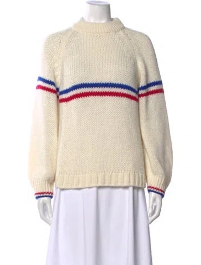 Pre-owned Xirena Striped Crew Neck Sweater In White