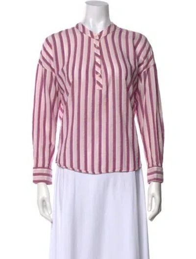 Pre-owned Xirena Striped Crew Neck Top In Pink