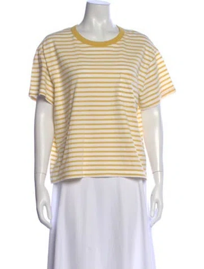 Pre-owned Xirena Striped Crew Neck T-shirt In Yellow