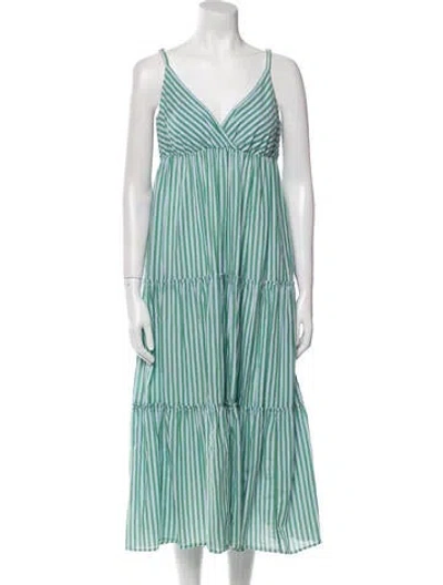 Pre-owned Xirena Striped Long Dress In Green