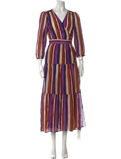 Pre-owned Xirena Striped Long Dress In Purple