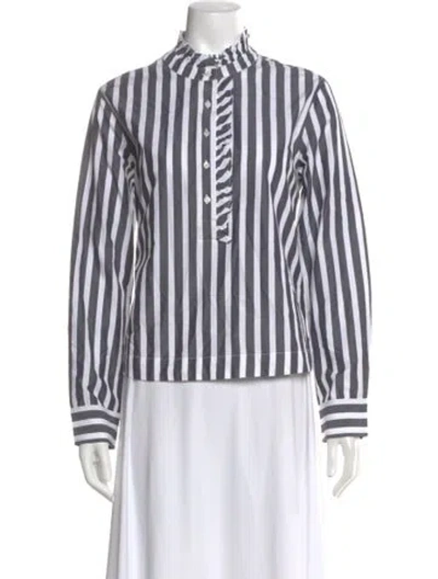 Pre-owned Xirena Striped Long Sleeve Blouse