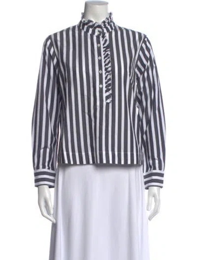 Pre-owned Xirena Striped Long Sleeve Blouse