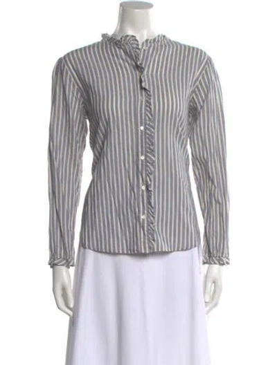 Pre-owned Xirena Striped Long Sleeve Blouse