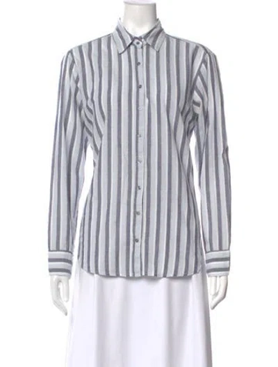 Pre-owned Xirena Striped Long Sleeve Blouse In Blue