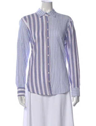 Pre-owned Xirena Striped Long Sleeve Blouse In Blue