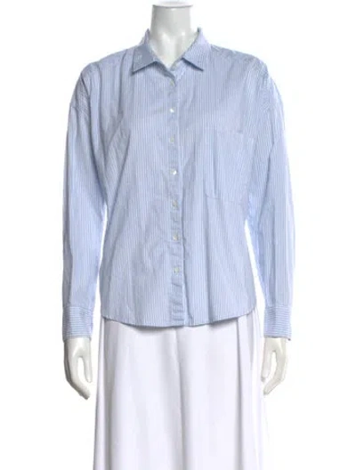 Pre-owned Xirena Striped Long Sleeve Blouse In Blue
