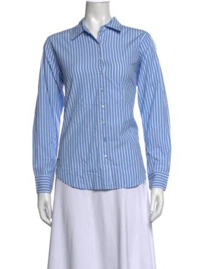 Pre-owned Xirena Striped Long Sleeve Blouse In Blue