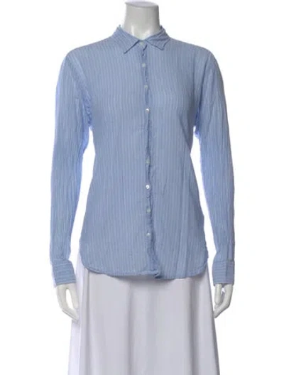 Pre-owned Xirena Striped Long Sleeve Blouse In Blue