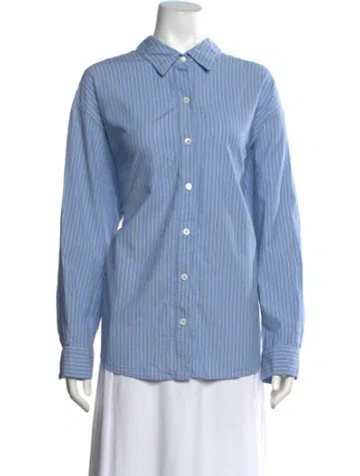 Pre-owned Xirena Striped Long Sleeve Blouse In Blue