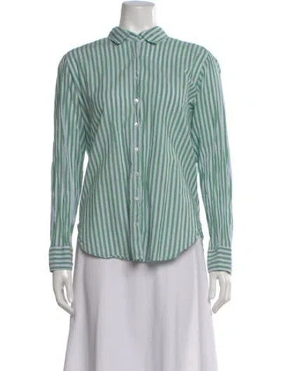 Pre-owned Xirena Striped Long Sleeve Blouse In Green