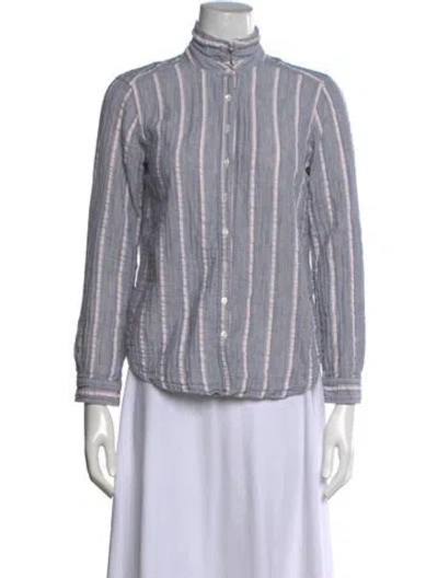 Pre-owned Xirena Striped Long Sleeve Blouse In Grey