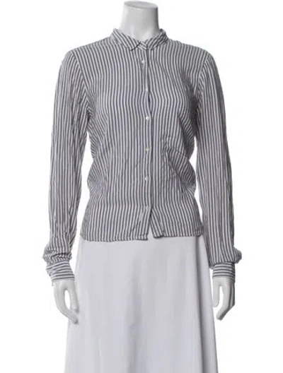 Pre-owned Xirena Striped Long Sleeve Blouse In Grey/white