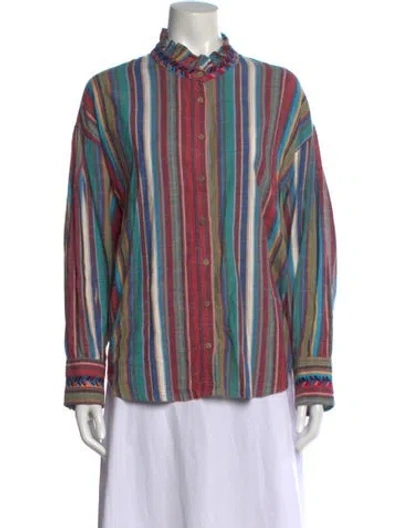 Pre-owned Xirena Striped Long Sleeve Blouse In Multi