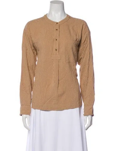 Pre-owned Xirena Striped Long Sleeve Blouse In Neutral
