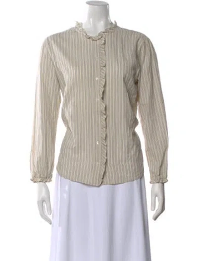 Pre-owned Xirena Striped Long Sleeve Blouse In Neutral