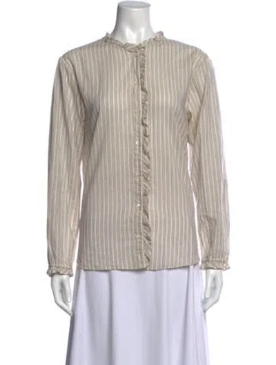 Pre-owned Xirena Striped Long Sleeve Blouse In Neutral