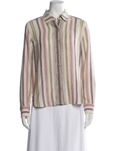 Pre-owned Xirena Striped Long Sleeve Blouse In Neutrals