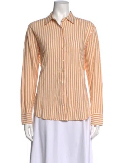 Pre-owned Xirena Striped Long Sleeve Blouse In Orange