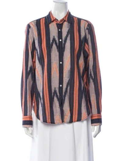 Pre-owned Xirena Striped Long Sleeve Blouse In Orange