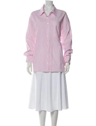 Pre-owned Xirena Striped Long Sleeve Blouse In Pink