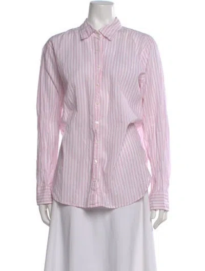 Pre-owned Xirena Striped Long Sleeve Blouse In Pink