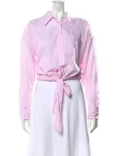 Pre-owned Xirena Striped Long Sleeve Blouse In Pink
