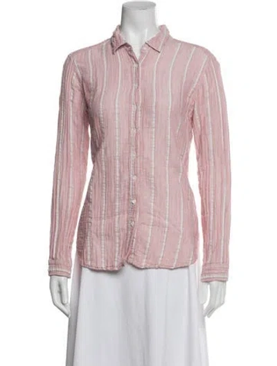 Pre-owned Xirena Striped Long Sleeve Blouse In Pink