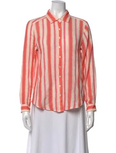 Pre-owned Xirena Striped Long Sleeve Blouse In Pink