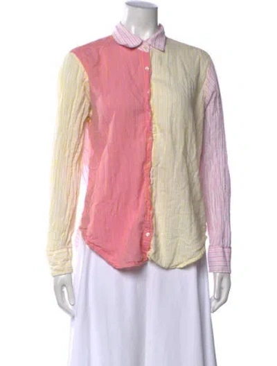 Pre-owned Xirena Striped Long Sleeve Blouse In Pink