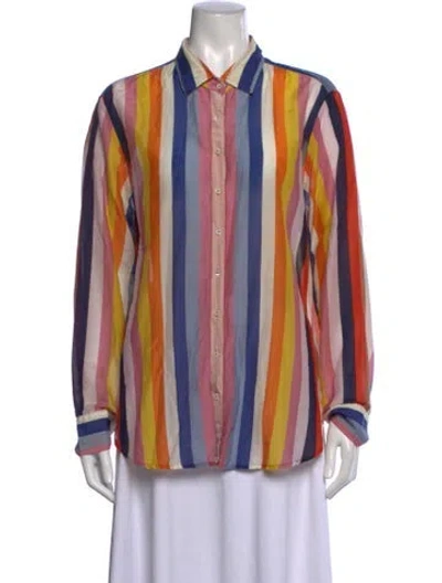 Pre-owned Xirena Striped Long Sleeve Blouse In Pink