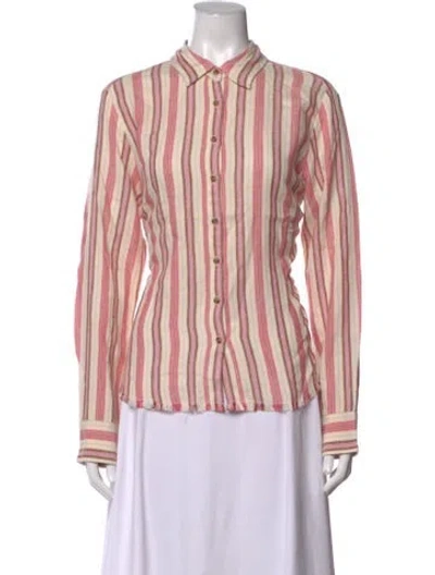 Pre-owned Xirena Striped Long Sleeve Blouse In Pink