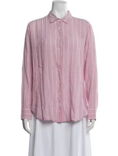 Pre-owned Xirena Striped Long Sleeve Blouse In Pink