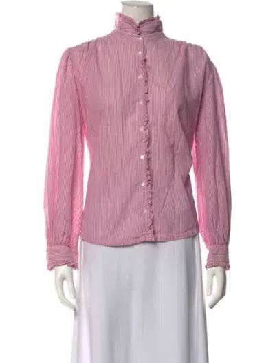 Pre-owned Xirena Striped Long Sleeve Blouse In Pink