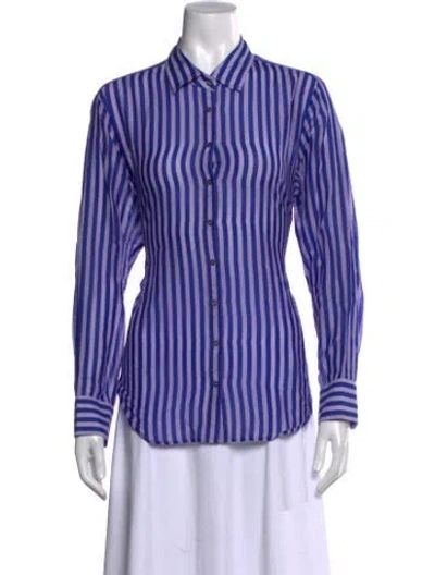 Pre-owned Xirena Striped Long Sleeve Blouse In Purple