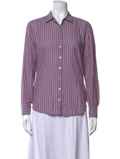 Pre-owned Xirena Striped Long Sleeve Blouse In Purple