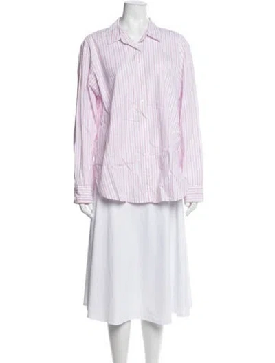 Pre-owned Xirena Striped Long Sleeve Blouse In Purple