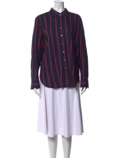 Pre-owned Xirena Striped Long Sleeve Blouse In Purple