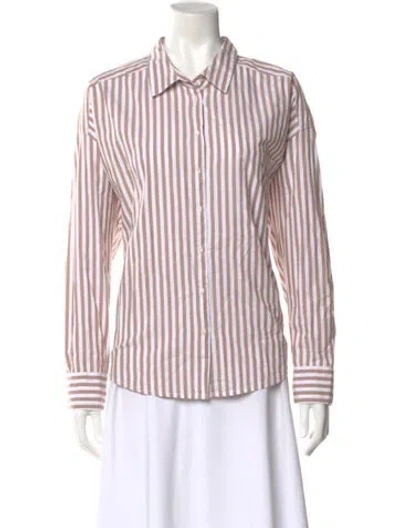 Pre-owned Xirena Striped Long Sleeve Blouse In Red