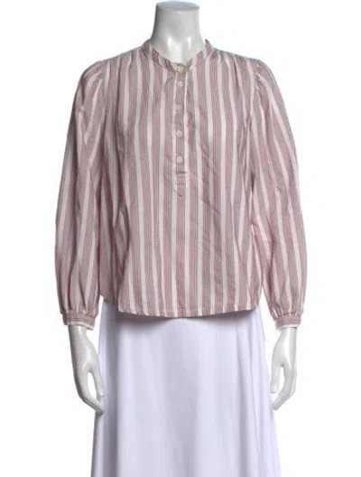 Pre-owned Xirena Striped Long Sleeve Blouse In Red