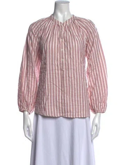 Pre-owned Xirena Striped Long Sleeve Blouse In Red