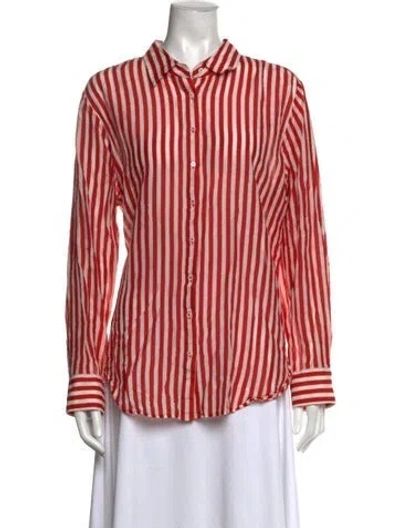 Pre-owned Xirena Striped Long Sleeve Blouse In Red