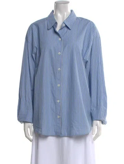 Pre-owned Xirena Striped Long Sleeve Blouse W/ Tags In Blue