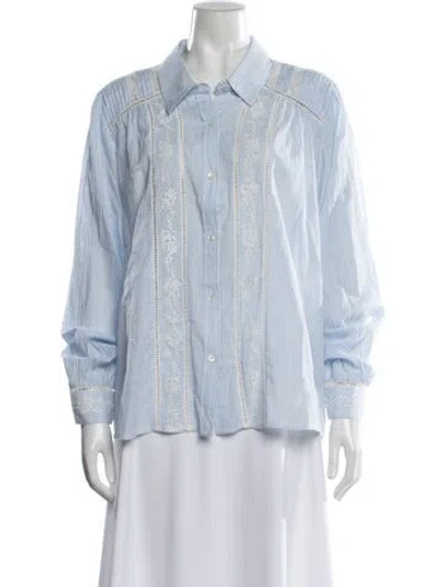 Pre-owned Xirena Striped Long Sleeve Blouse W/ Tags In Blue