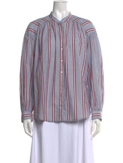 Pre-owned Xirena Striped Long Sleeve Blouse W/ Tags In Blue